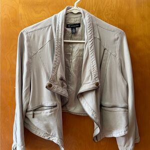 INC International Concepts Light Taupe Draped Moto Jacket